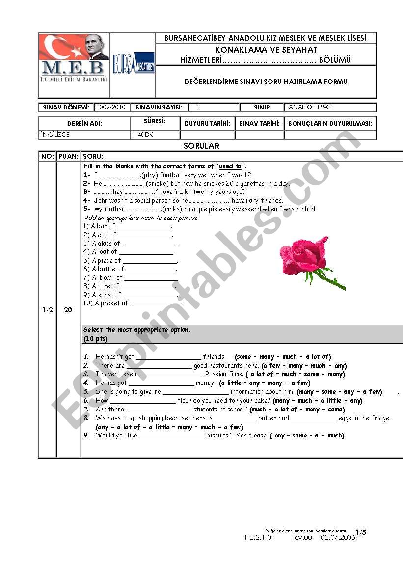 Spot on 8 Unit 10 worksheet