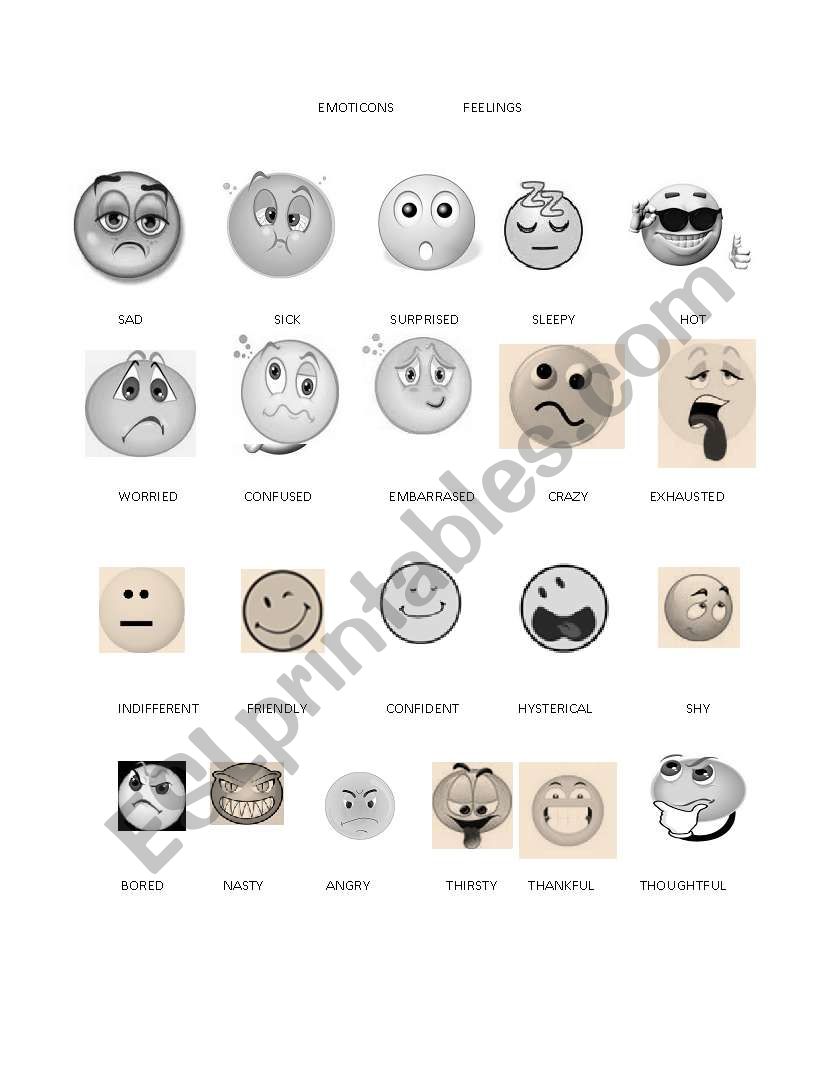 EMOTICONS - ESL worksheet by CNSL