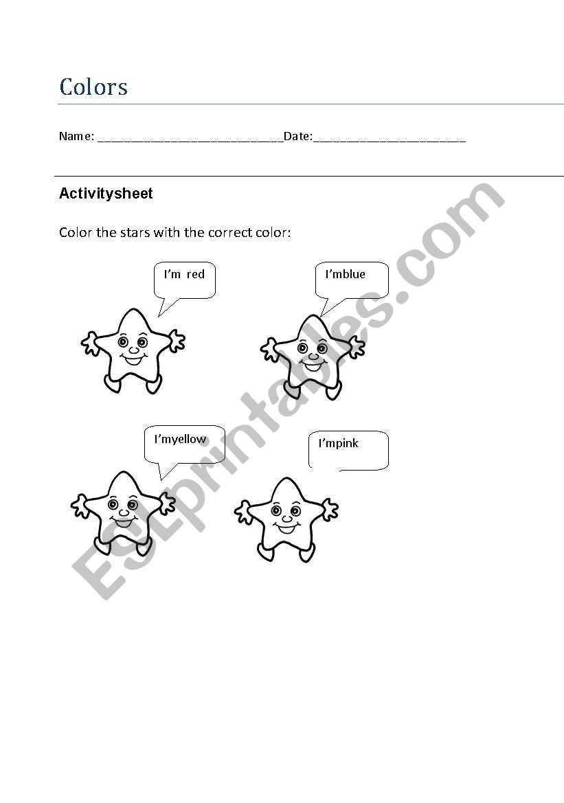 Colors worksheet