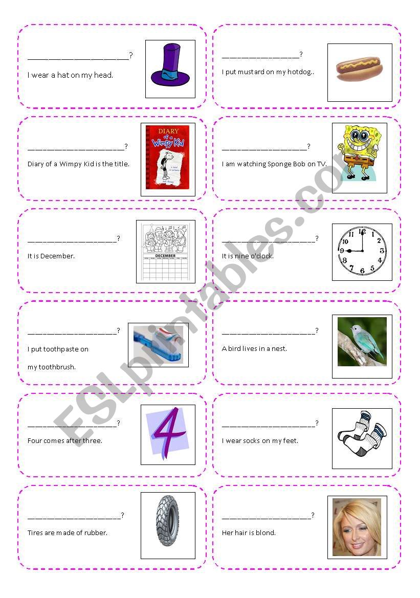 Creating Questions Activity Cards Part 1 (who, what)