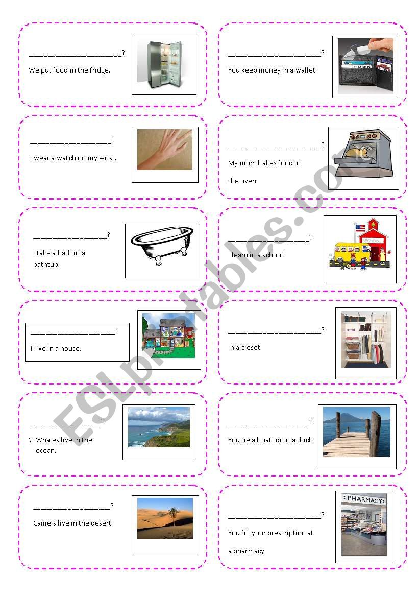 Creating Questions Activity Cards Part 2 (where, when)