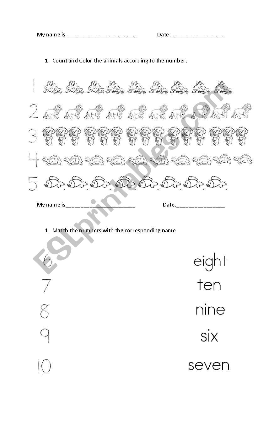 Numbers from 1 to 10/Counting animals