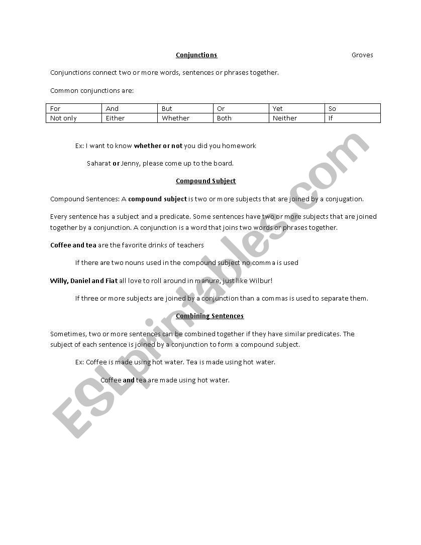 Conjunctions and Compound Subjects