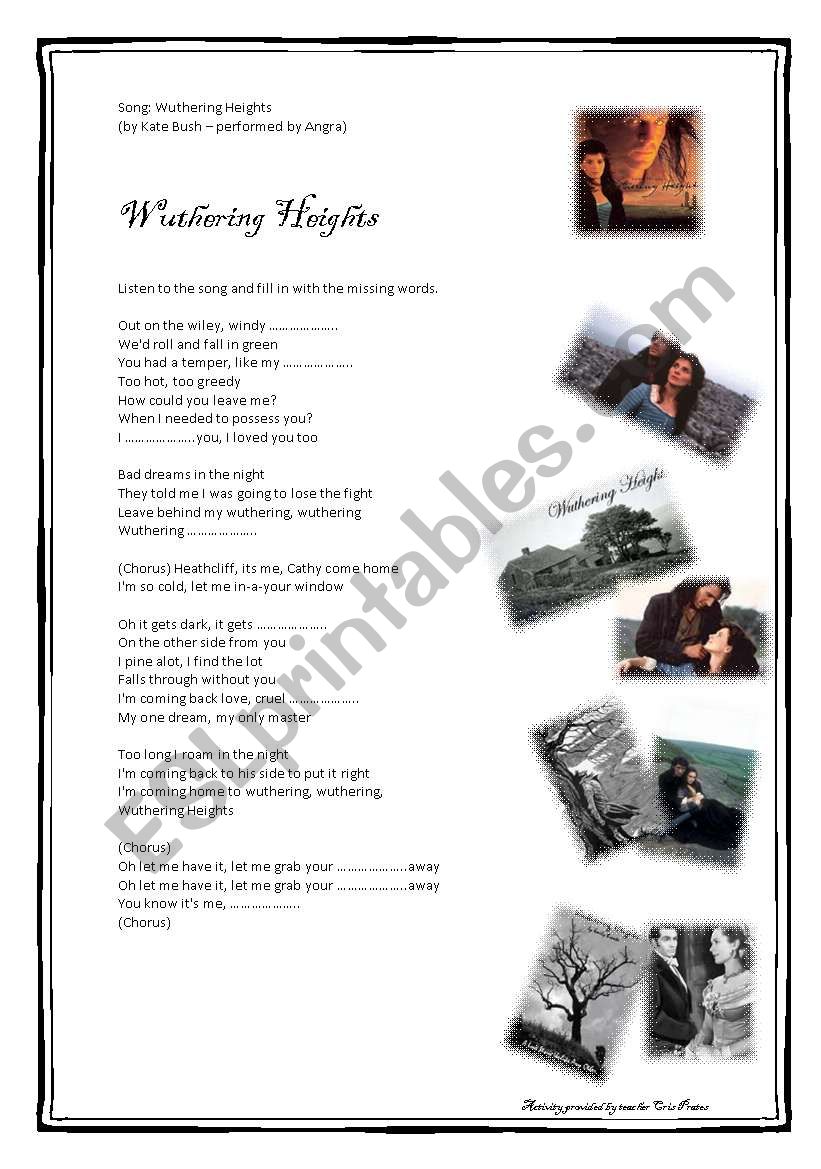 Wuthering Heights - song worksheet