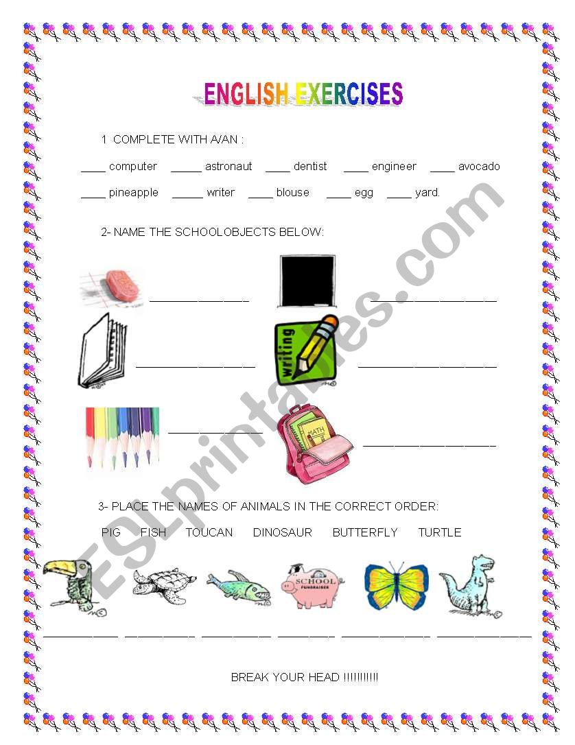 ENGLISH EXERCISES worksheet