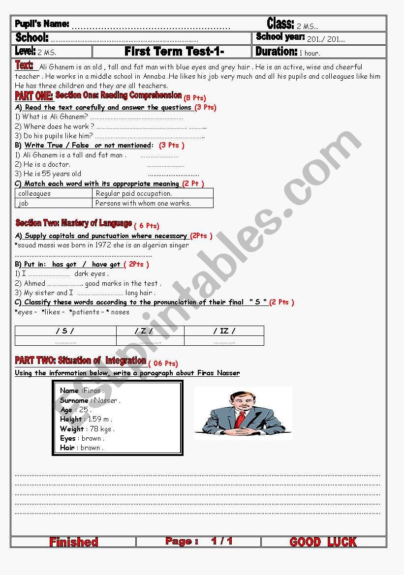 2 AM test-1sr term- worksheet