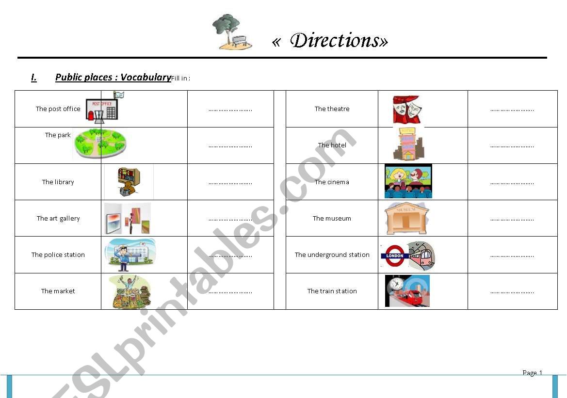 Public places and directions 3PAGES