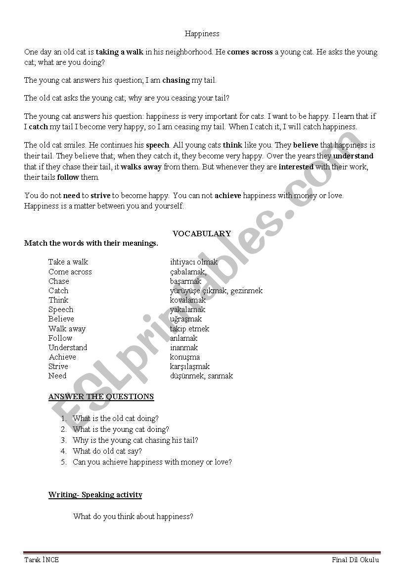 Happiness worksheet