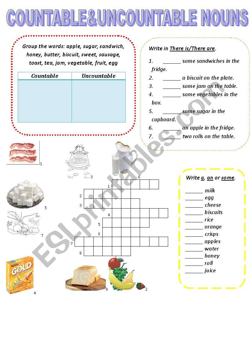 countable&uncountable nouns worksheet