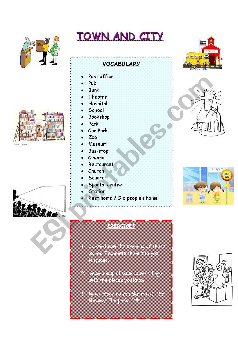 Town and city part 1 worksheet