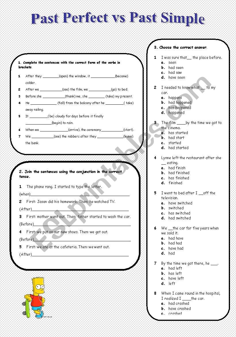 Past Perfect vs Past Simple worksheet