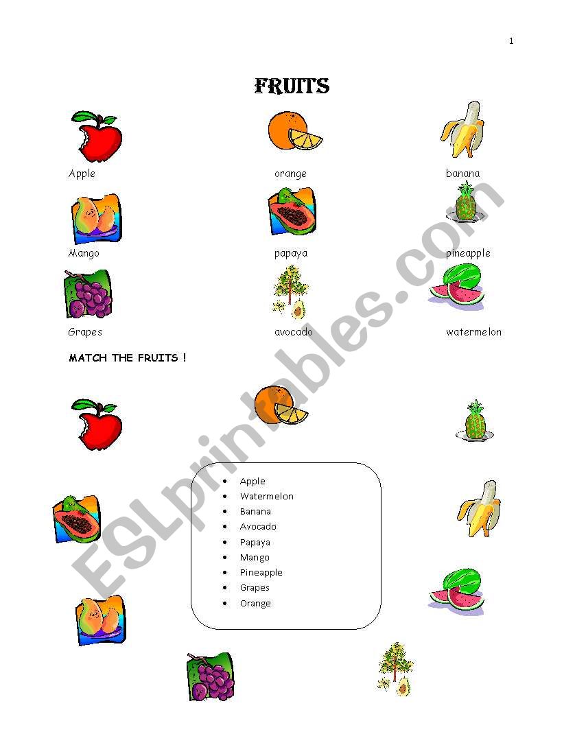 Fruits worksheet