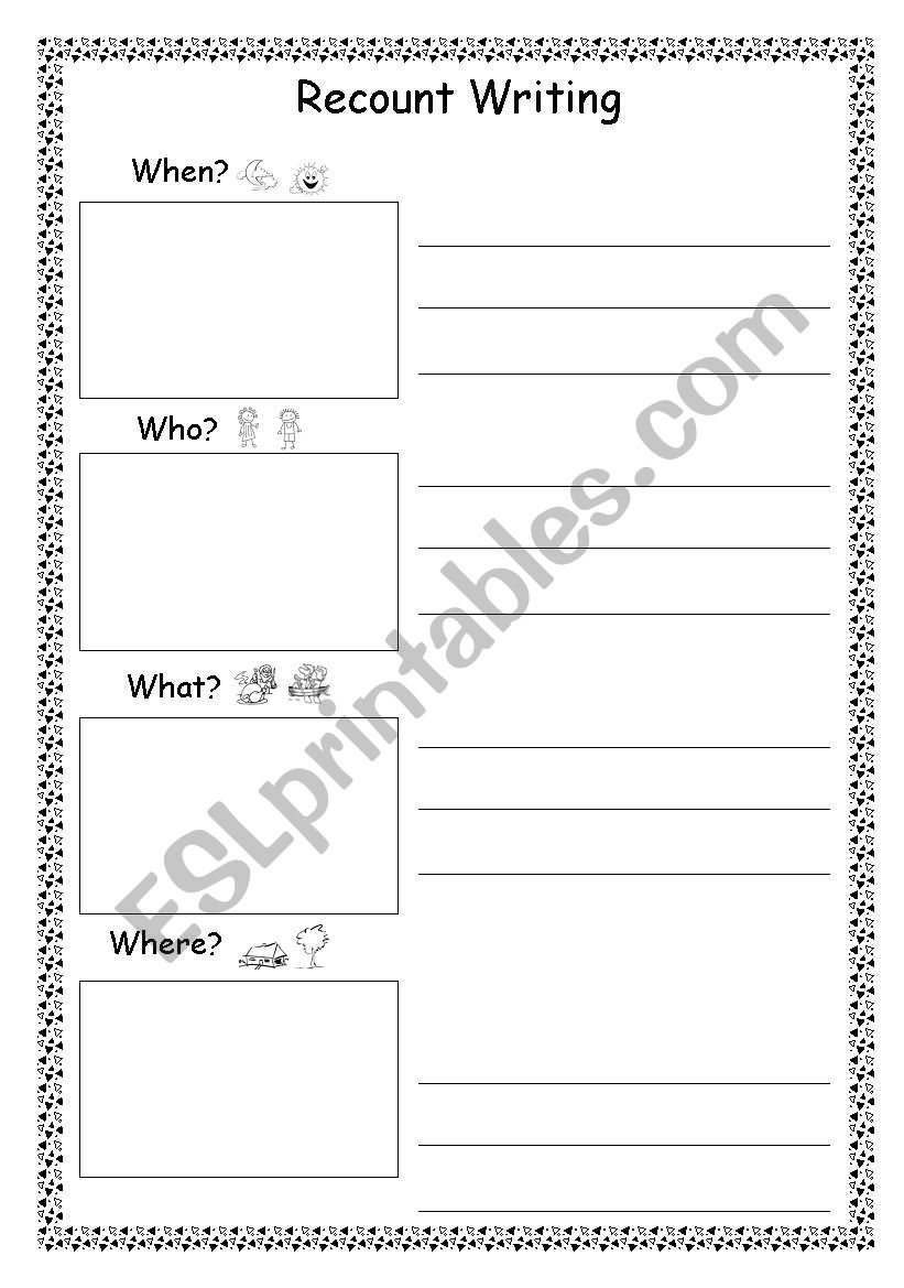 Recount Writing Frame  worksheet