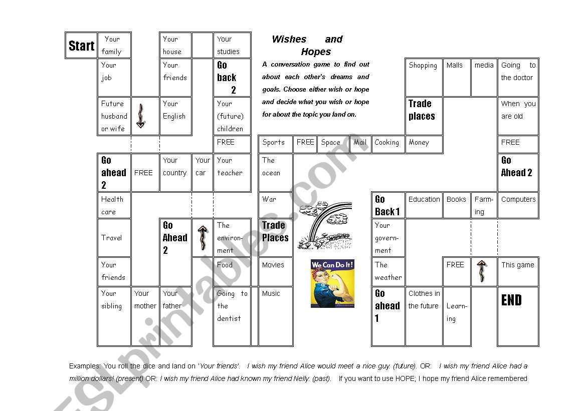 Games for wish worksheet