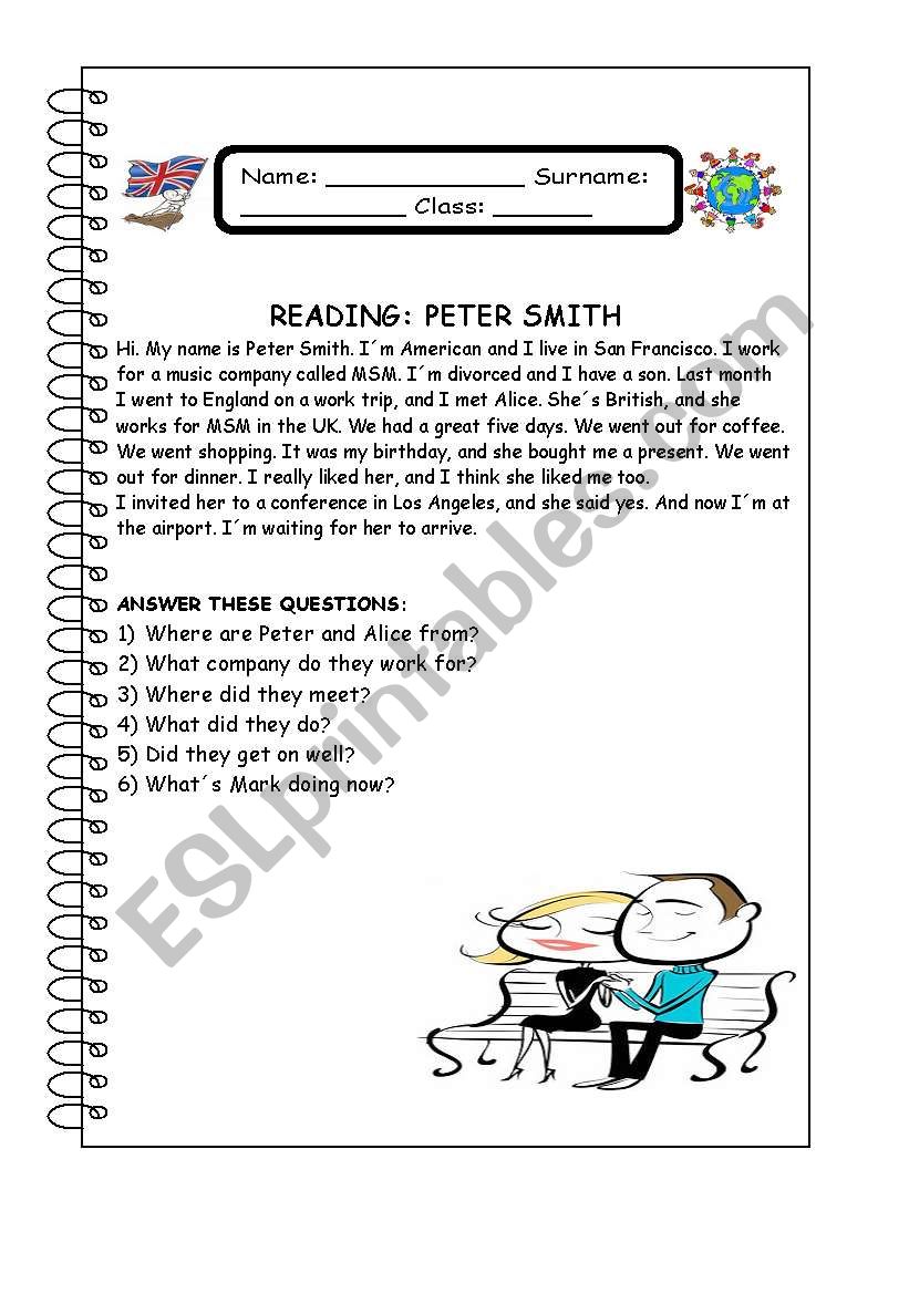 READING: PETER SMITH worksheet