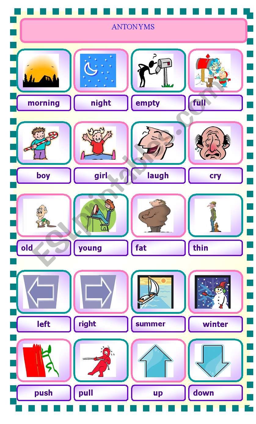 antonyms part 2 worksheet