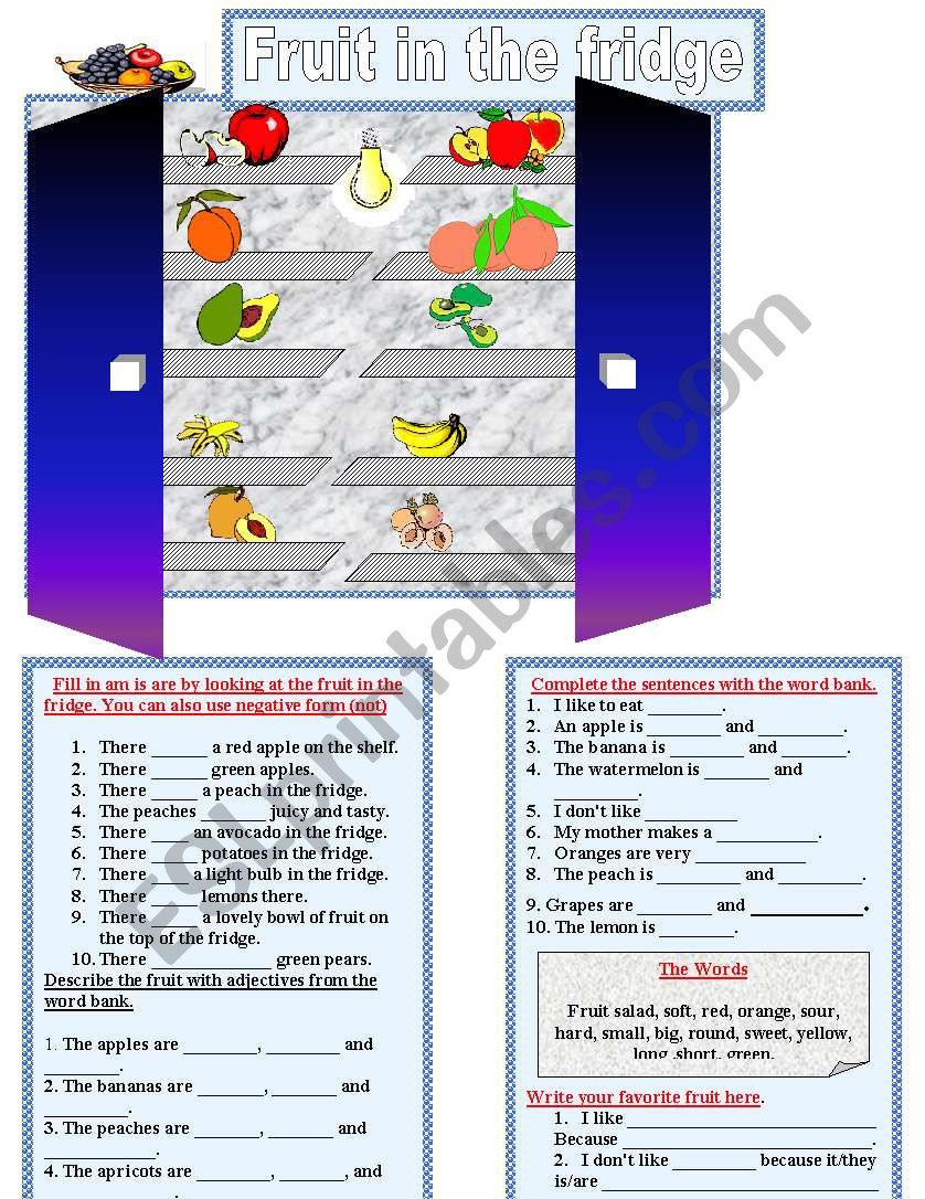 Fruit in the fridge worksheet