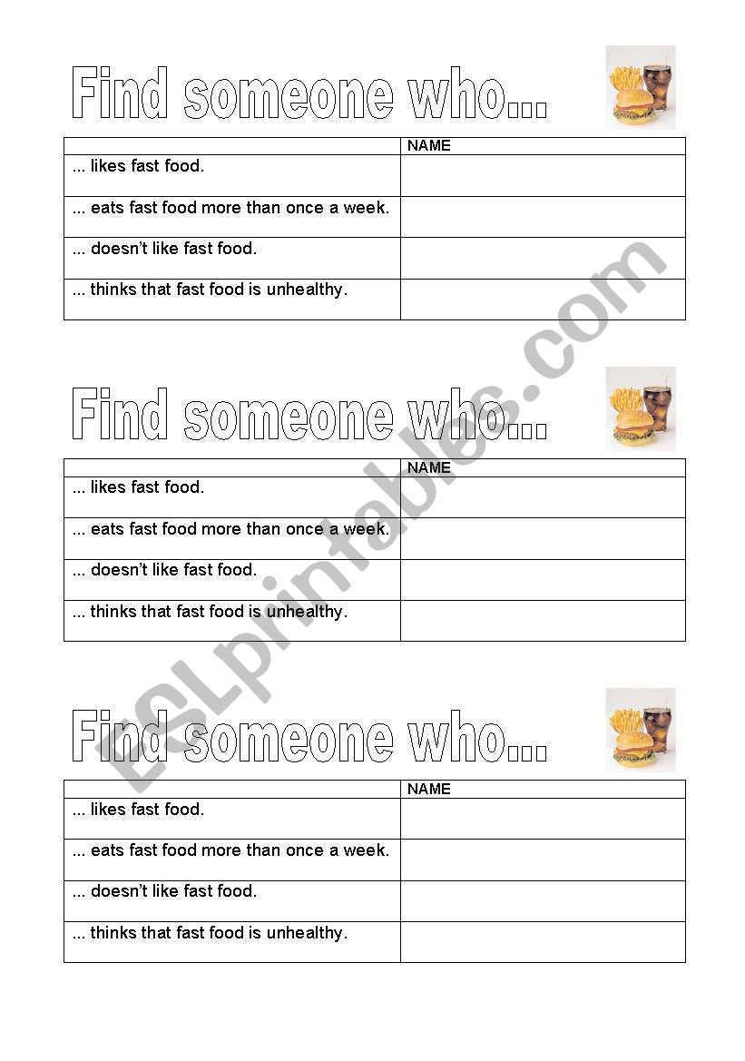 Fast Food  -Listening Activity (Pre- , While- and Post-Listening)