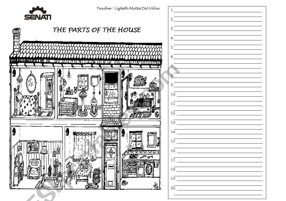 Describing parts of the house worksheet