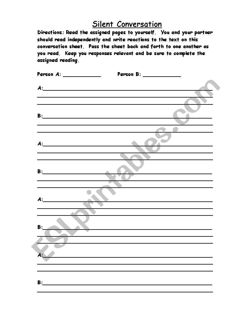 Silent Conversation worksheet