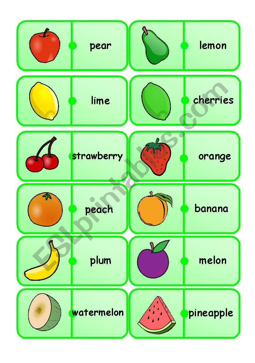 Fruits dominoes part 1/2 Fully editable