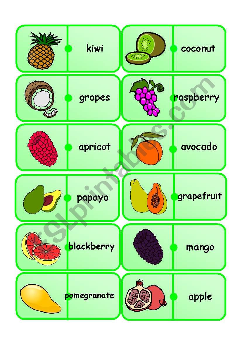 Fruits dominoes part 2/2 Fully Editable