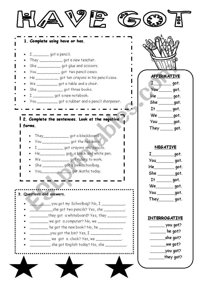 HAVE GOT worksheet