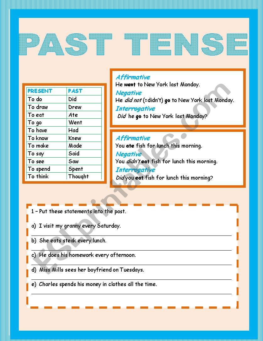 COMPLETE SET: PAST SIMPLE II worksheet