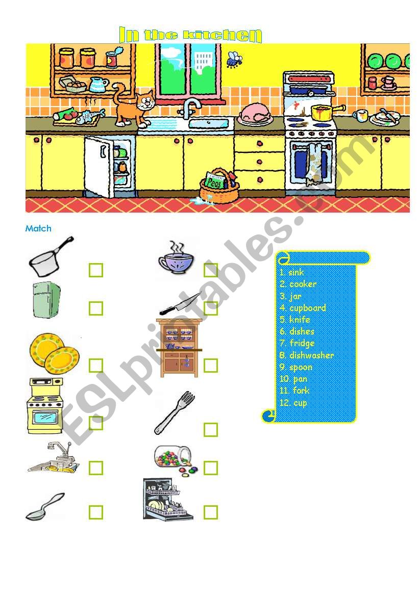 In the kitchen worksheet