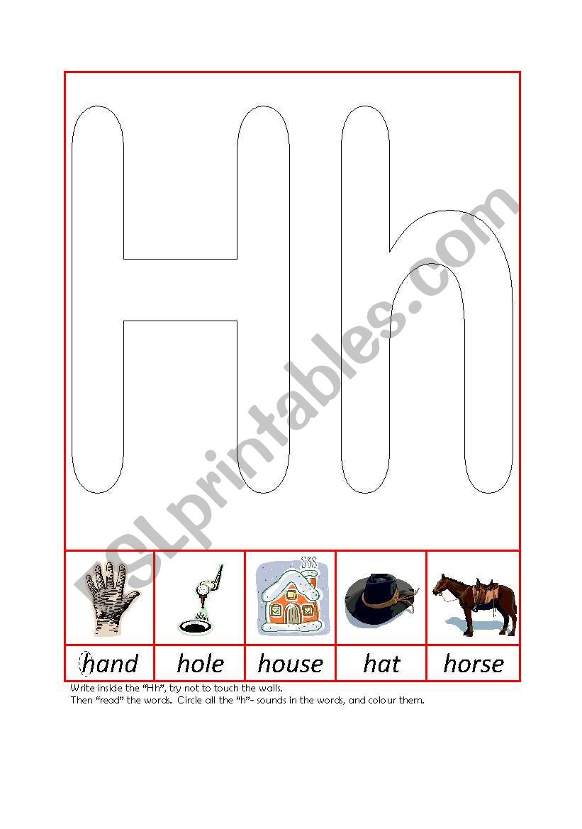 Phonic Recognition Hh worksheet