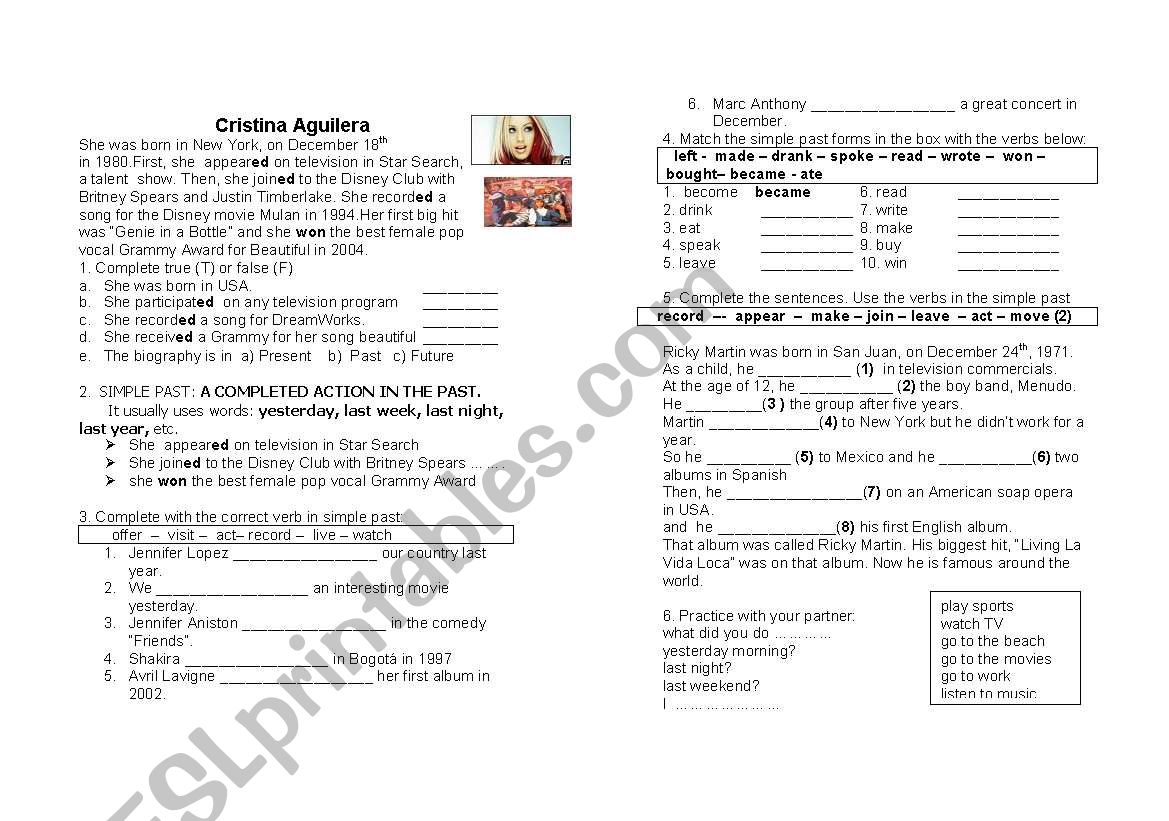 Biography of a famous person - ESL worksheet by lidy