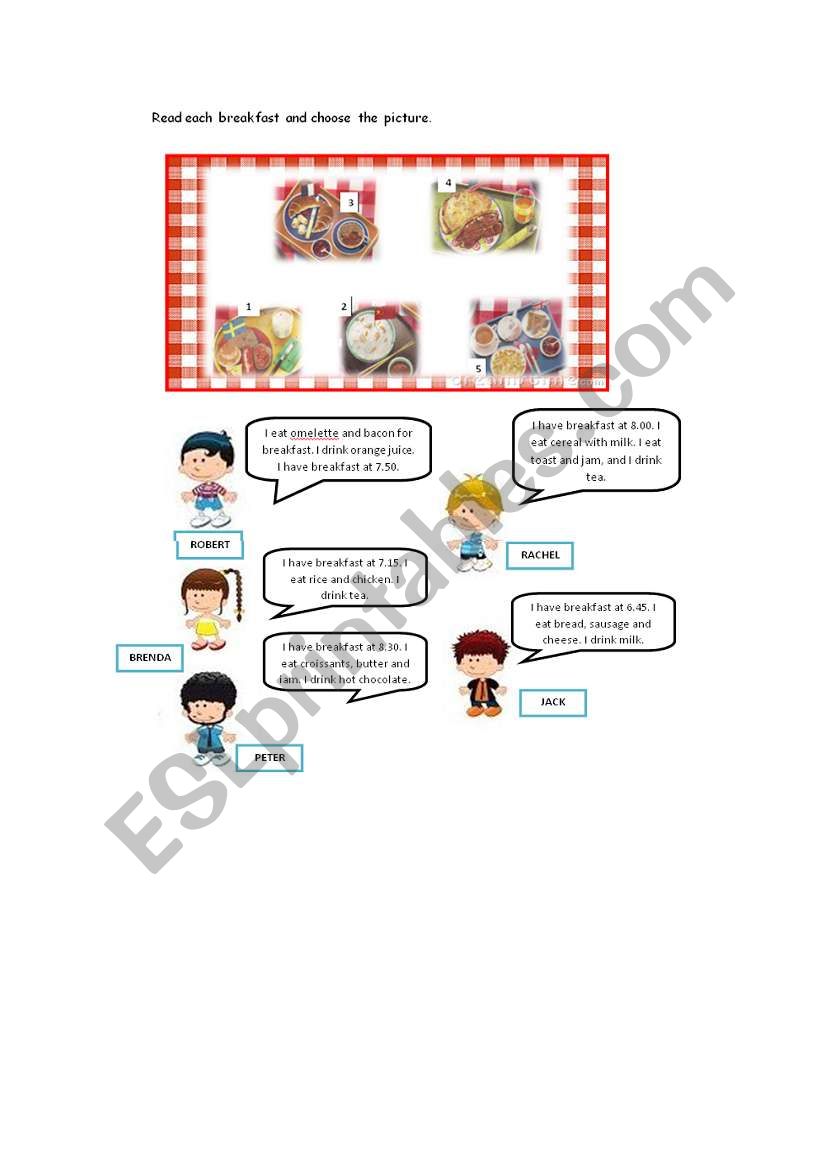 Food- breakfast time!!! worksheet