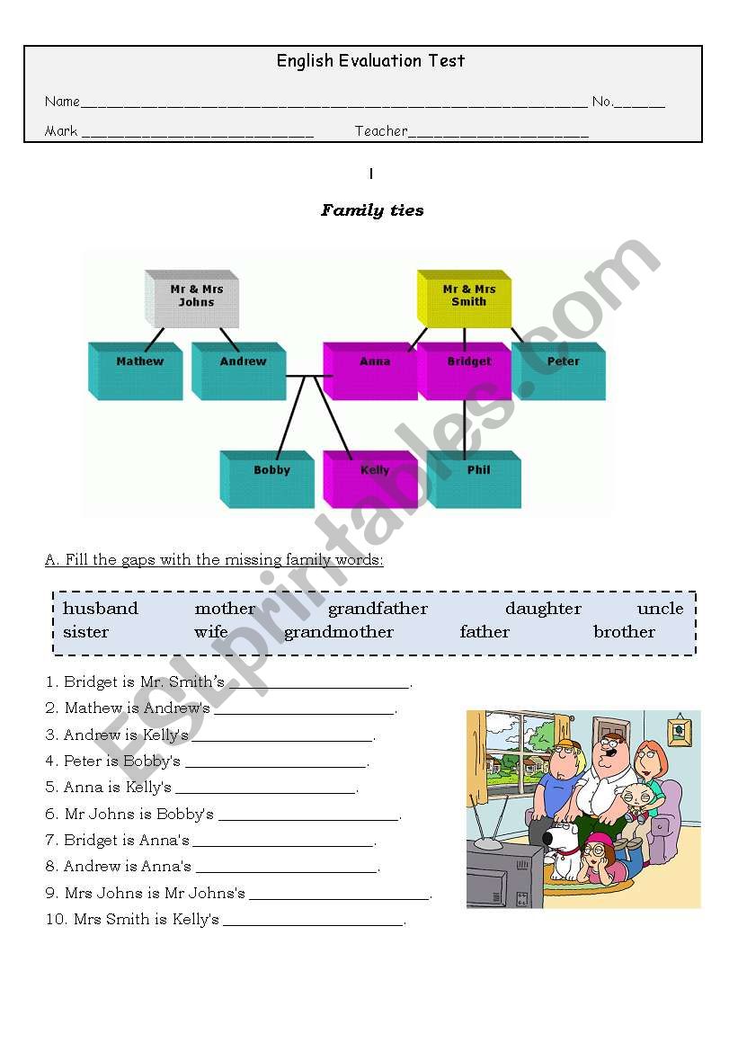 English test worksheet