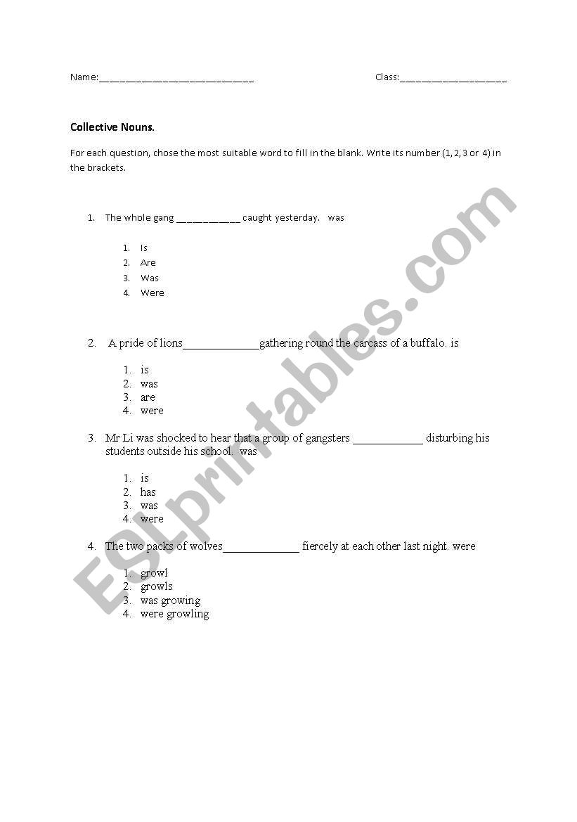 Subject Verb Agreement worksheet