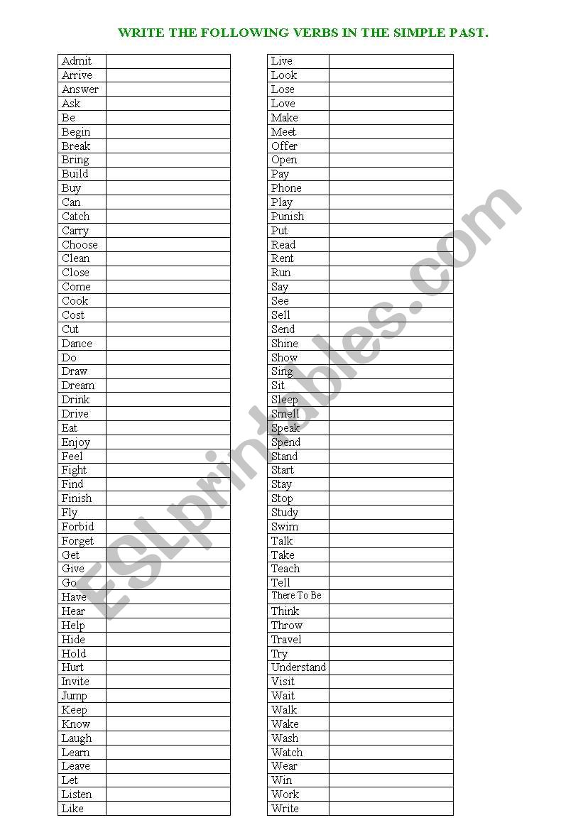 Simple Past worksheet