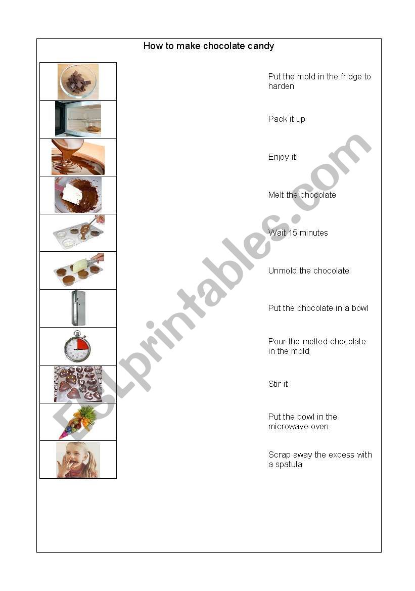 Easter chocolate recipe worksheet