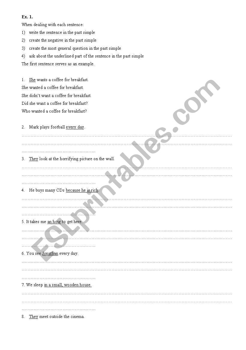 past simple worksheet