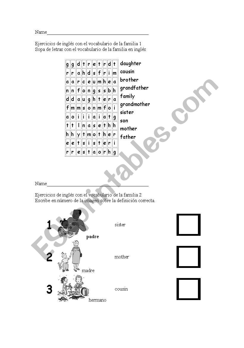 the family worksheet