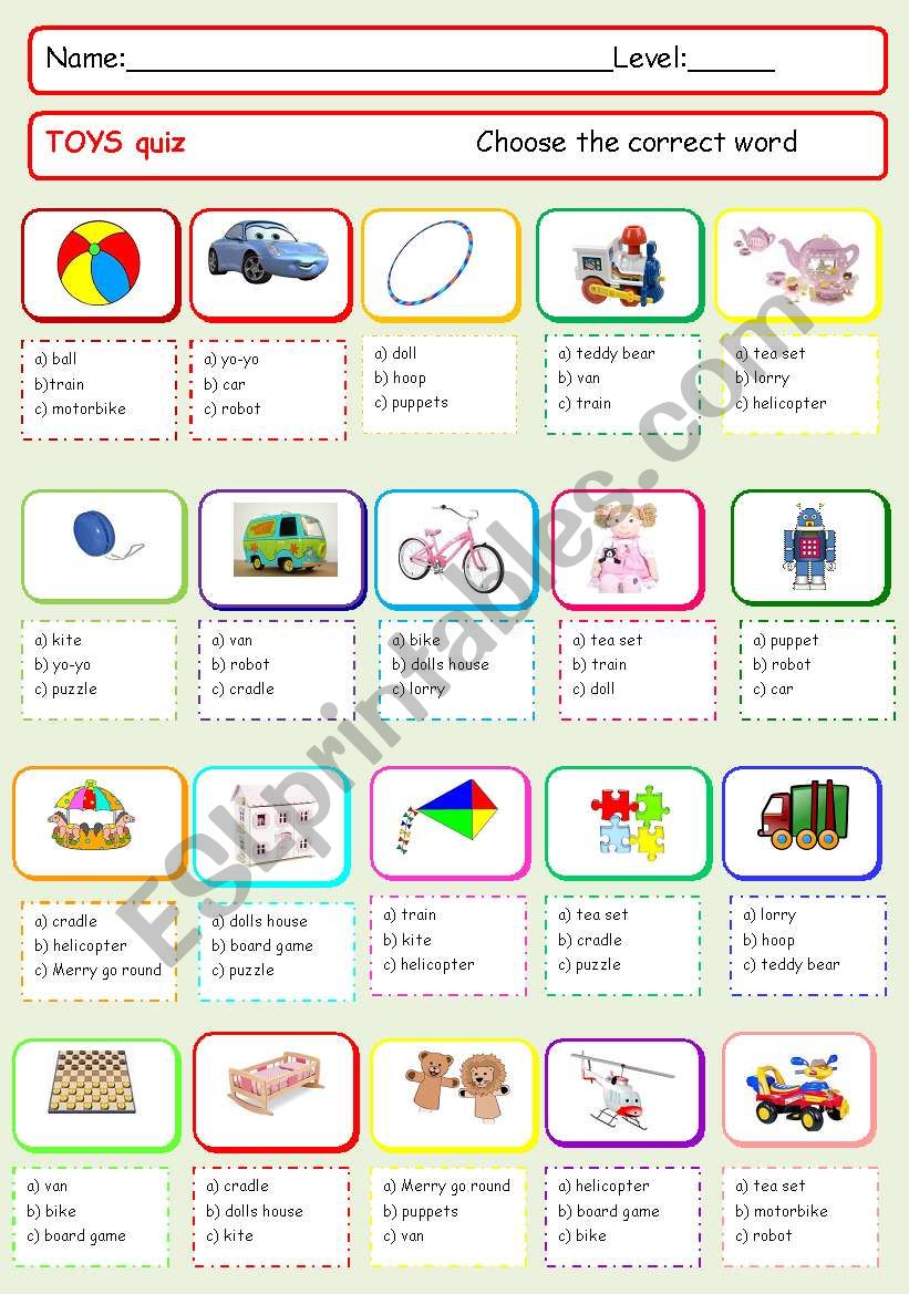 Toys quiz worksheet