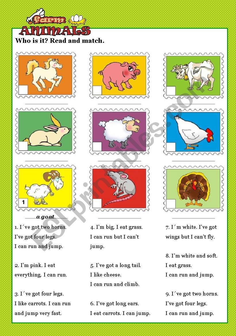 FARM ANIMALS - Descriptions - ESL worksheet by robirimini