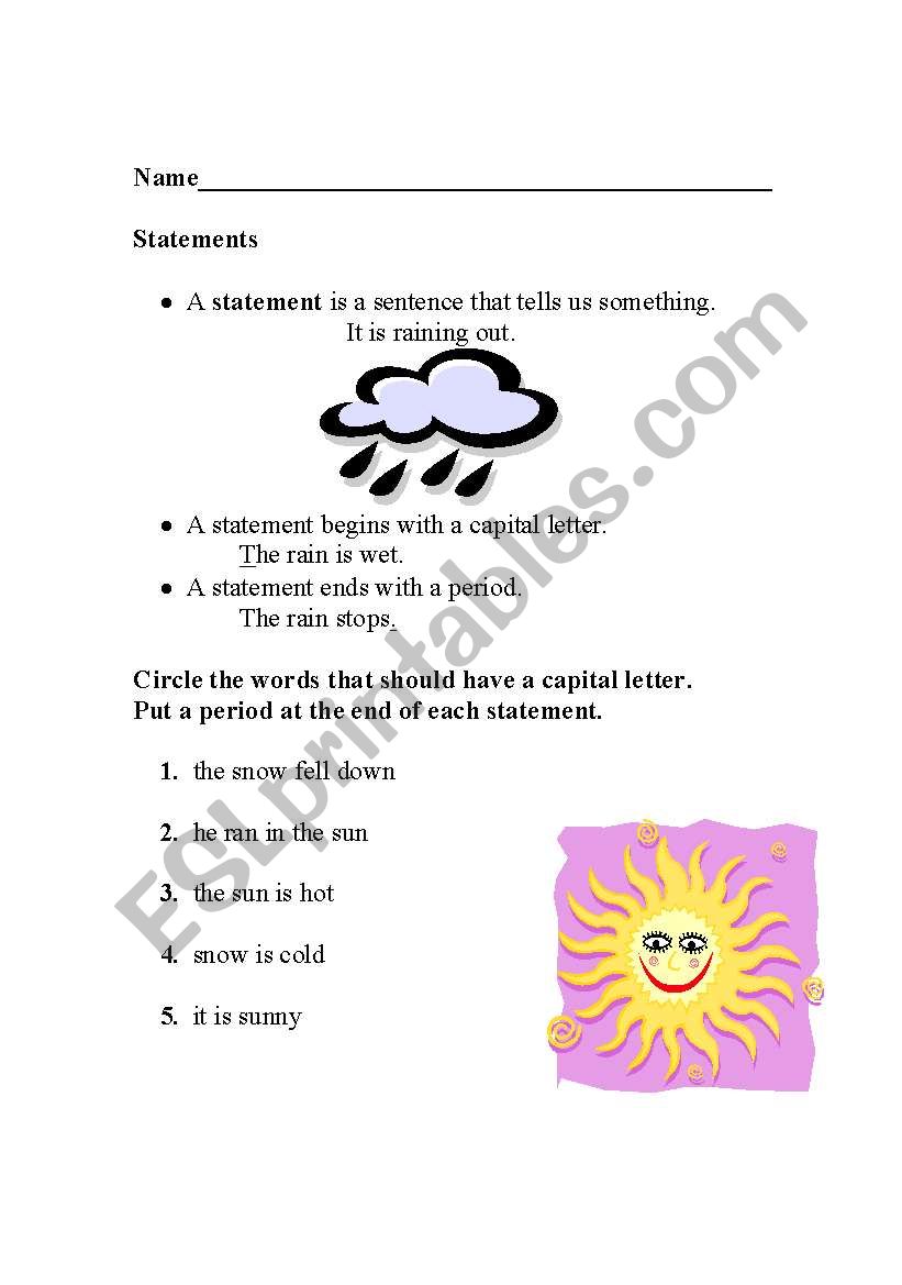 Statements using weather sentences