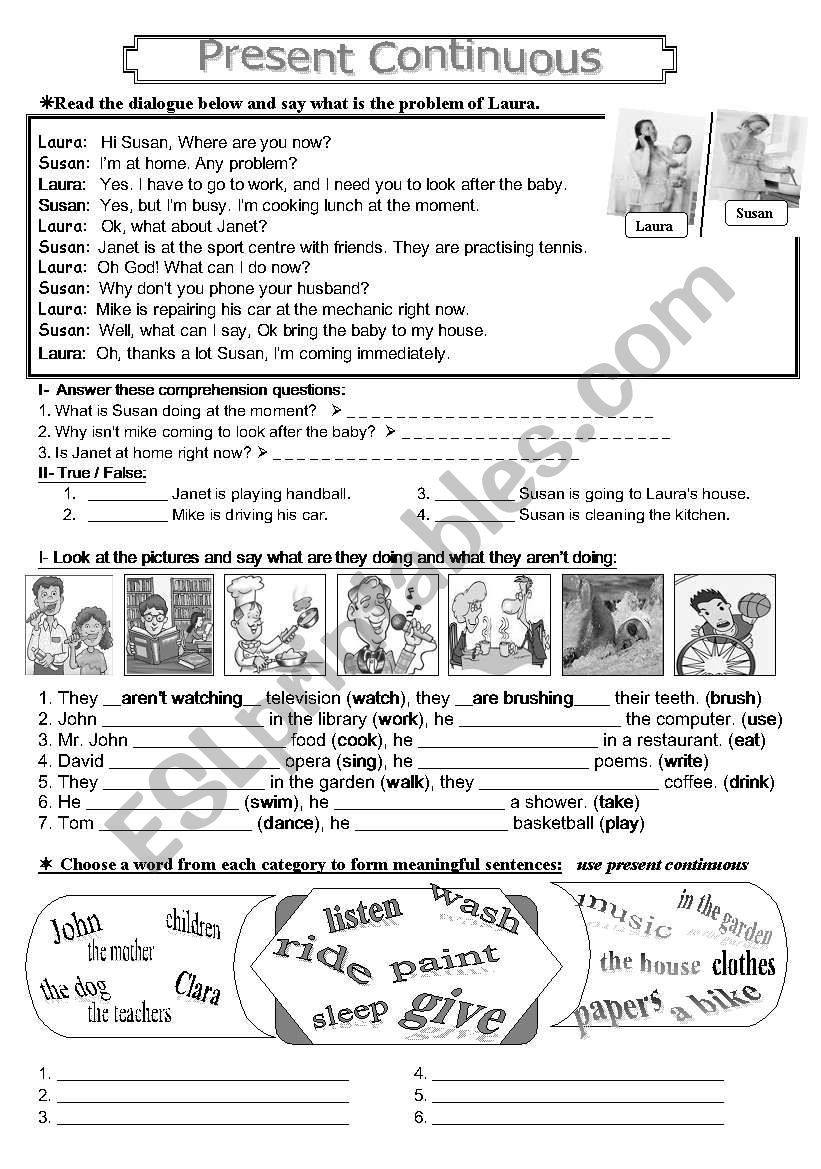 present continuous  worksheet