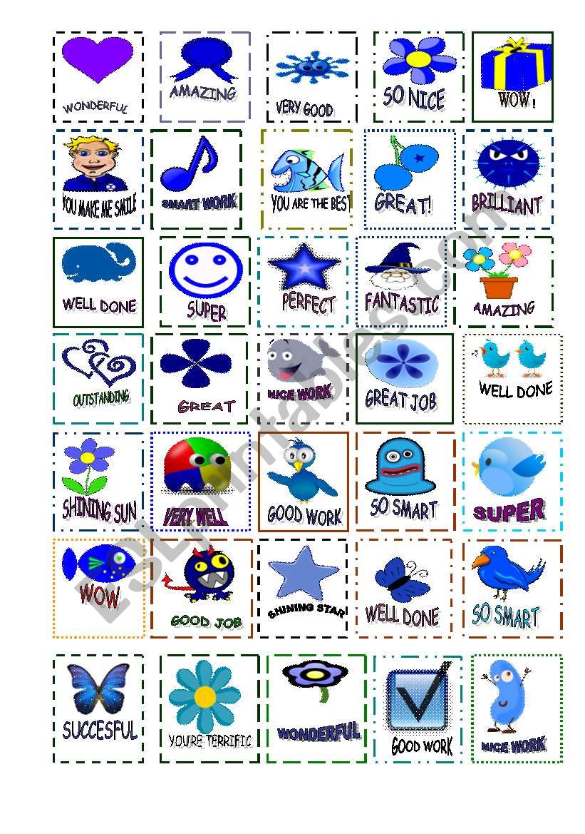 blue stickers worksheet