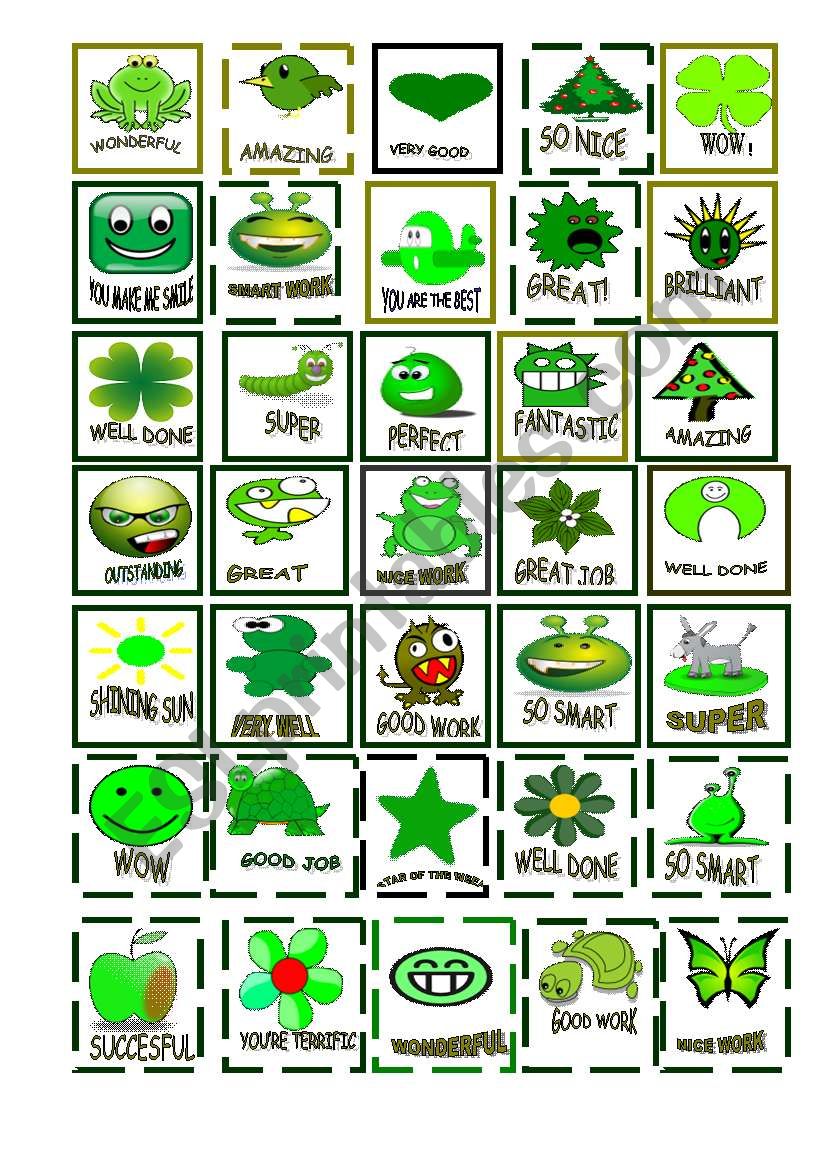 green stickers worksheet