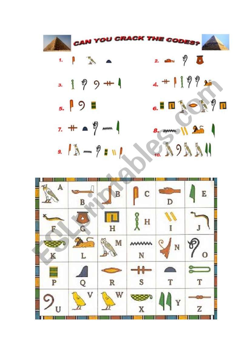 hieroglyphics code worksheet