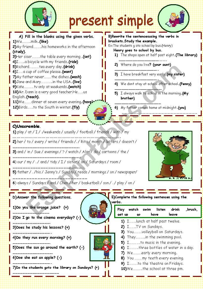 present simple worksheet