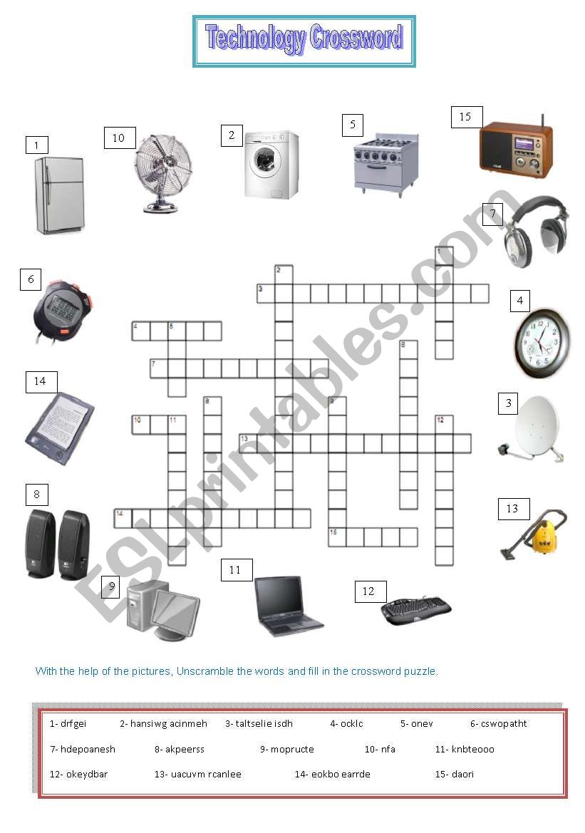 Technology crossword worksheet