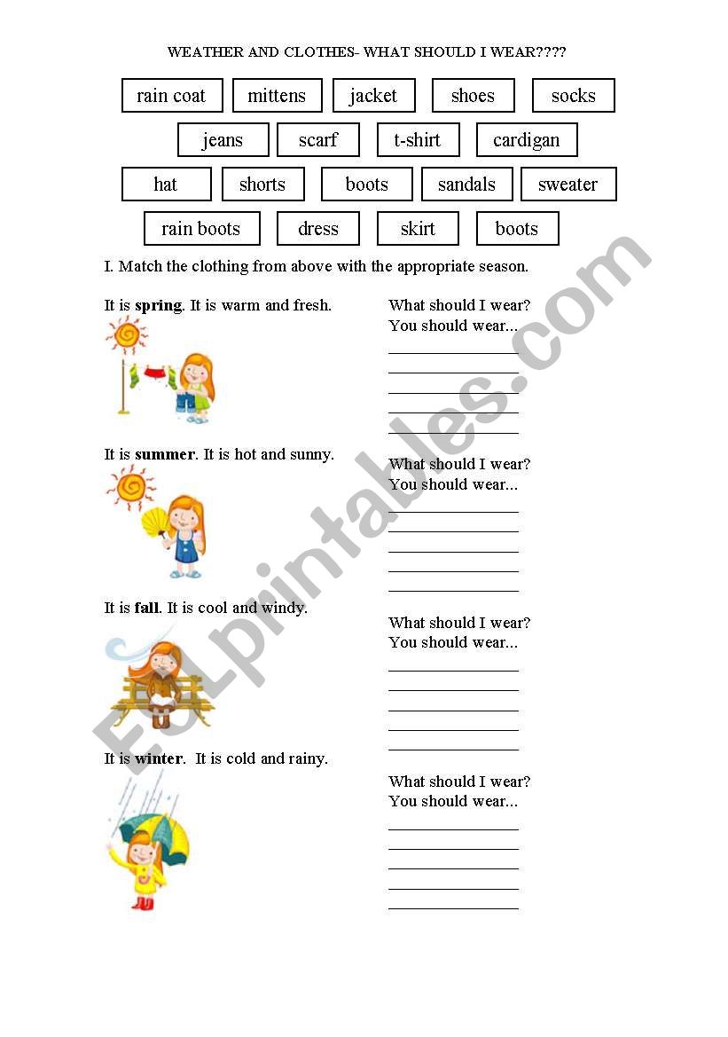 Weather and Clothes worksheet