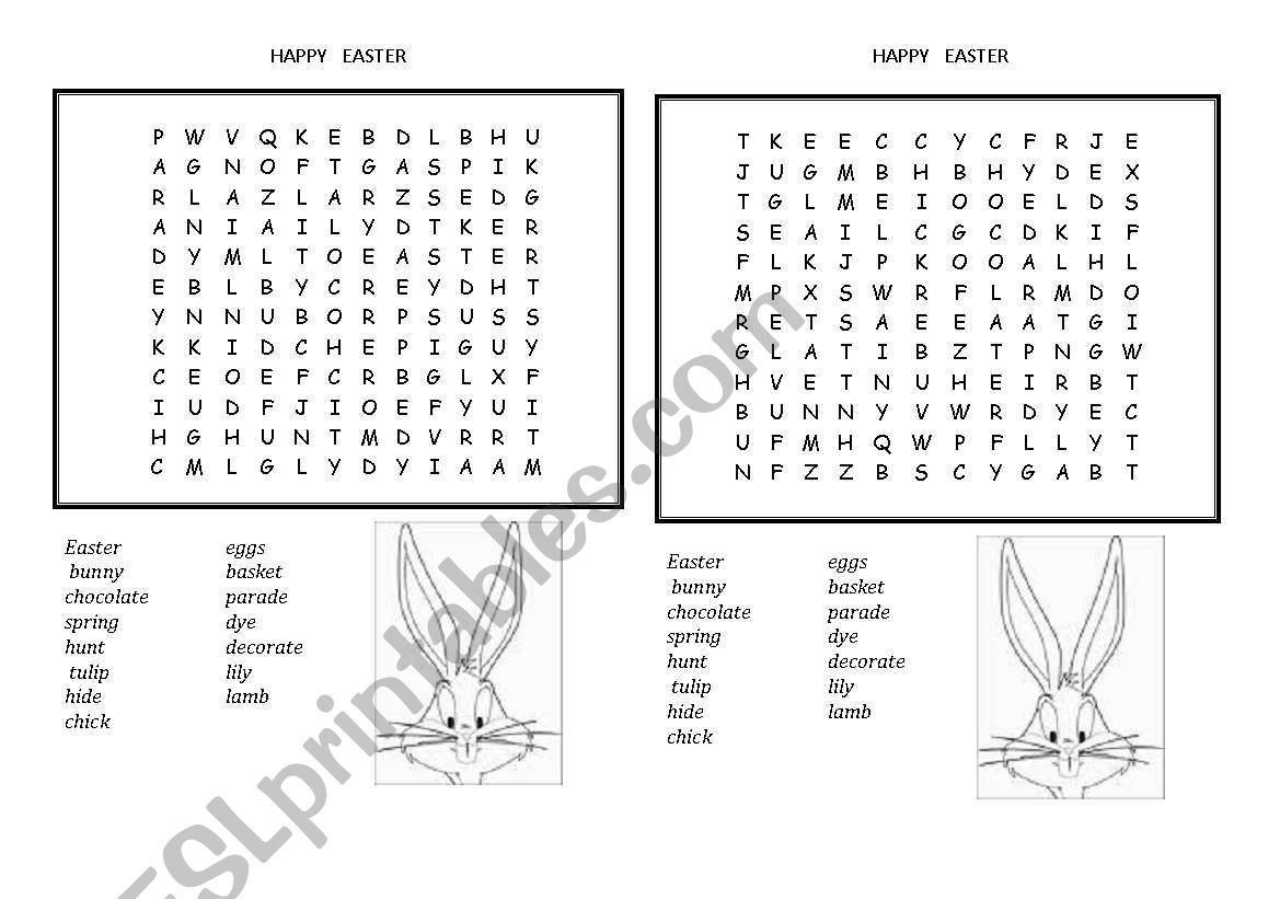 Easter WordSearch worksheet