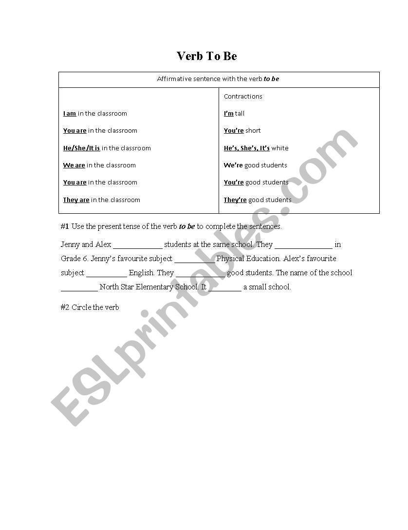 Verb To Be worksheet